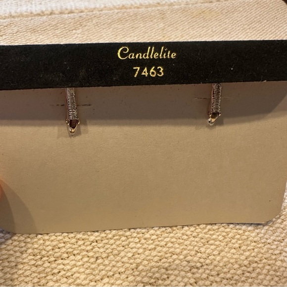 Vintage Sarah Coventry Rhinestone Clip Earrings Gold Rhinestone Party Dangle - Picture 9 of 12